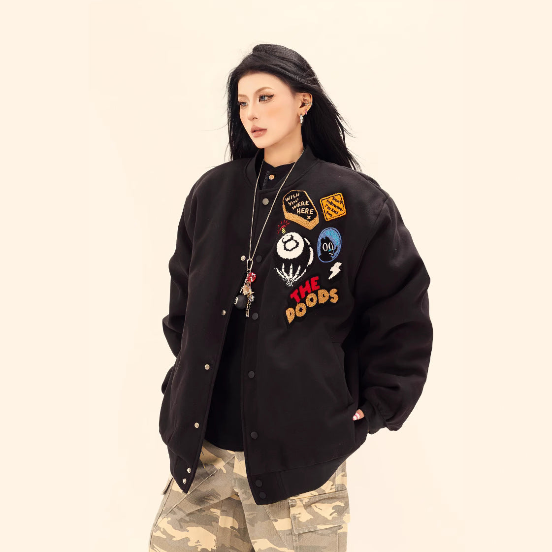 Letter embroidery thick jacket jacket