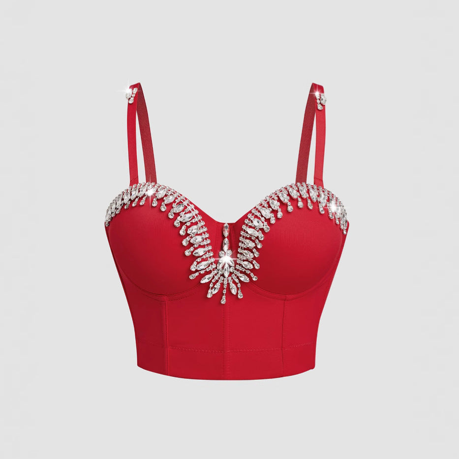 Sexy Strapless Bra with Rhinestone Pure Desire Strapless Women's Summer New Dress Wrap