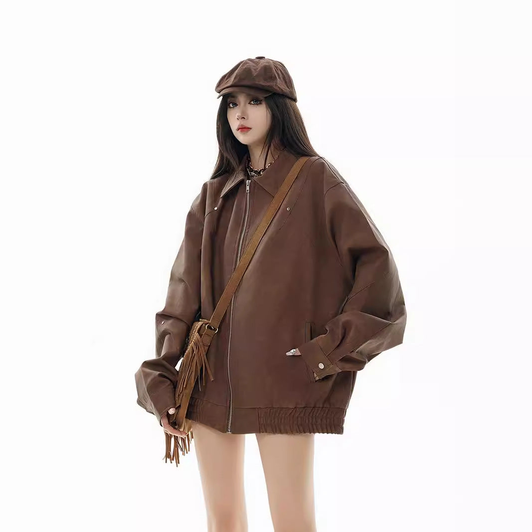 Make an old brown leather jacket