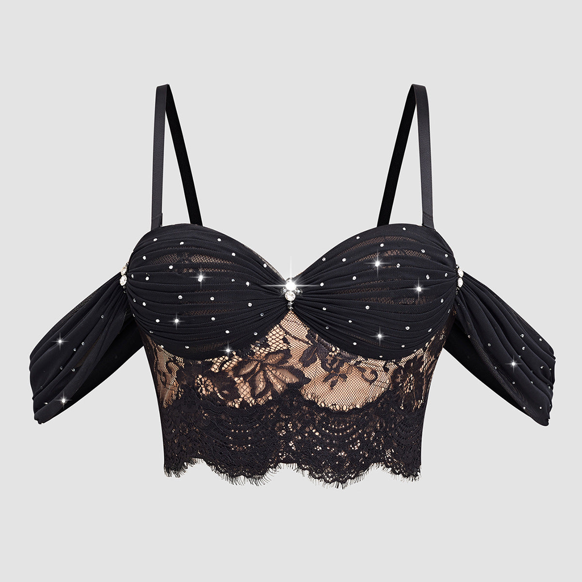 Lace Strapless Backless Bra and Underwear Set Lace Splicing Hollow