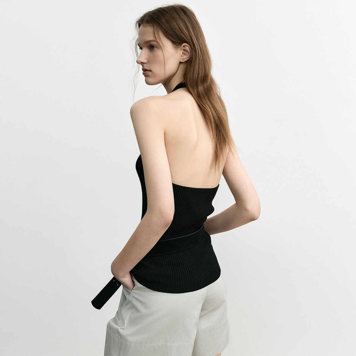 White Knit Strapless Backless Camisole Women's Innerwear