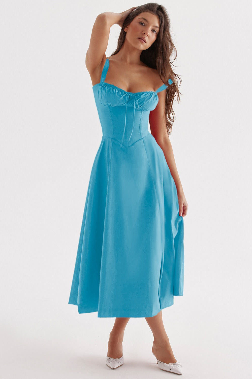 Summer new floral print elegant large hem dress for women