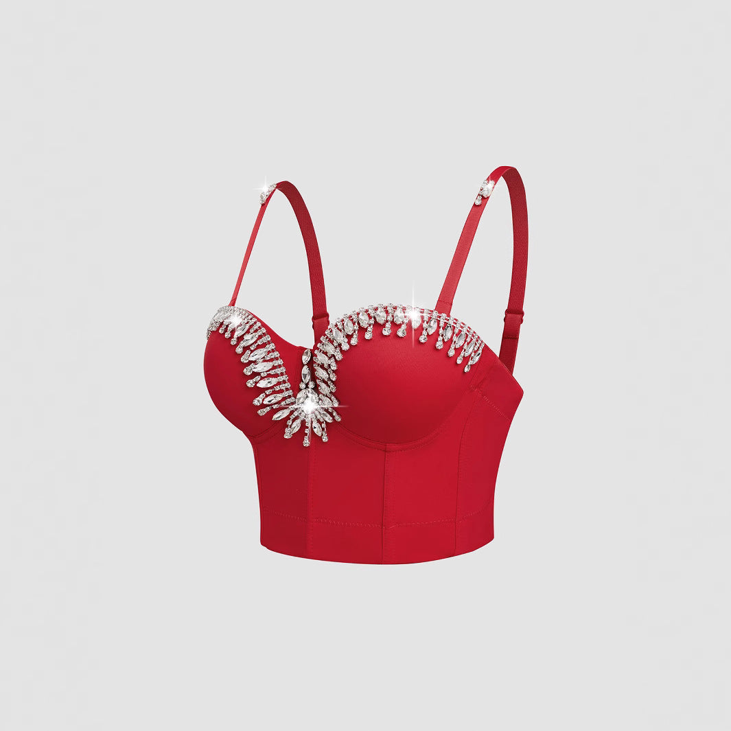 Sexy Strapless Bra with Rhinestone Pure Desire Strapless Women's Summer New Dress Wrap