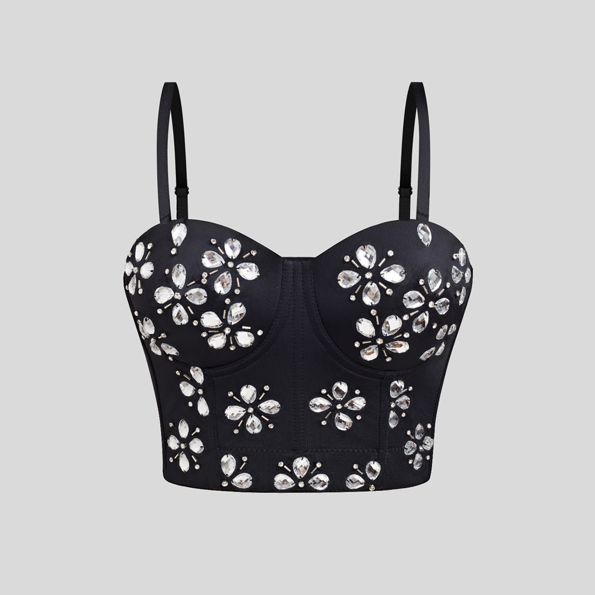Sexy Backless Beaded Embellished Camisole Women's Short Crop