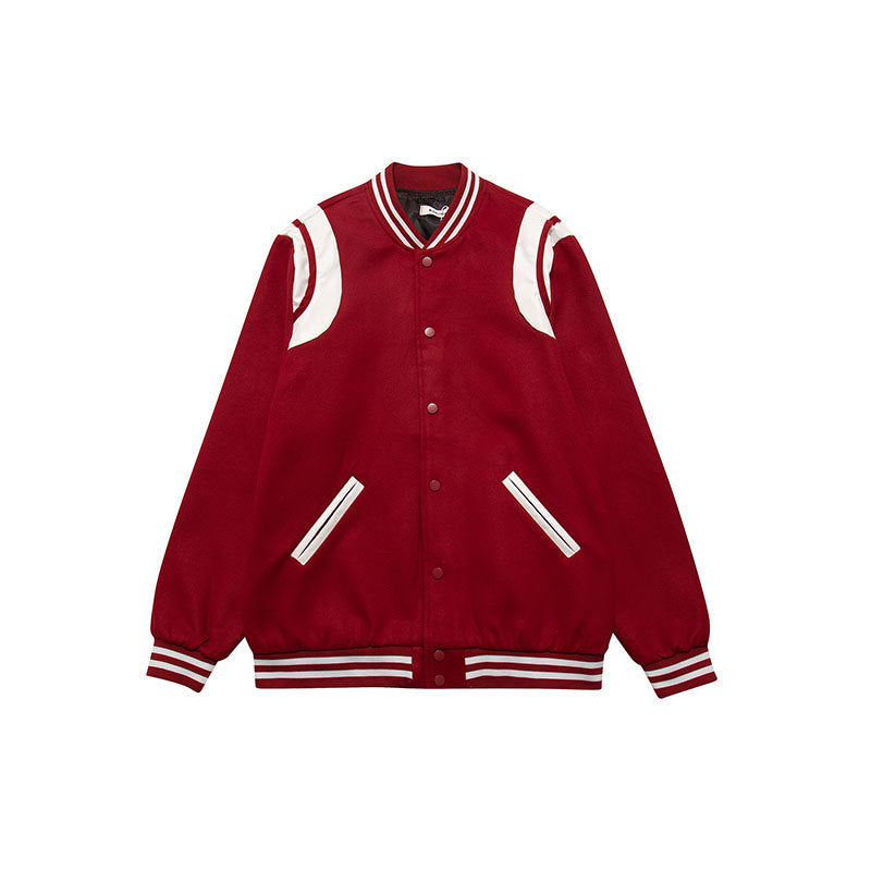 Embroidered PU leather jacket with letters