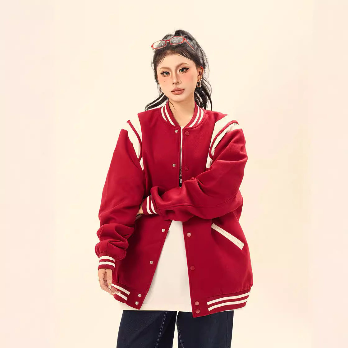 Embroidered PU leather jacket with letters