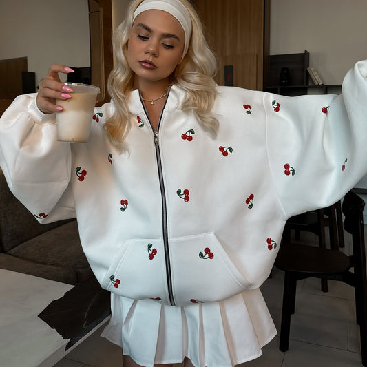 Cherry Print Hooded Hoodie