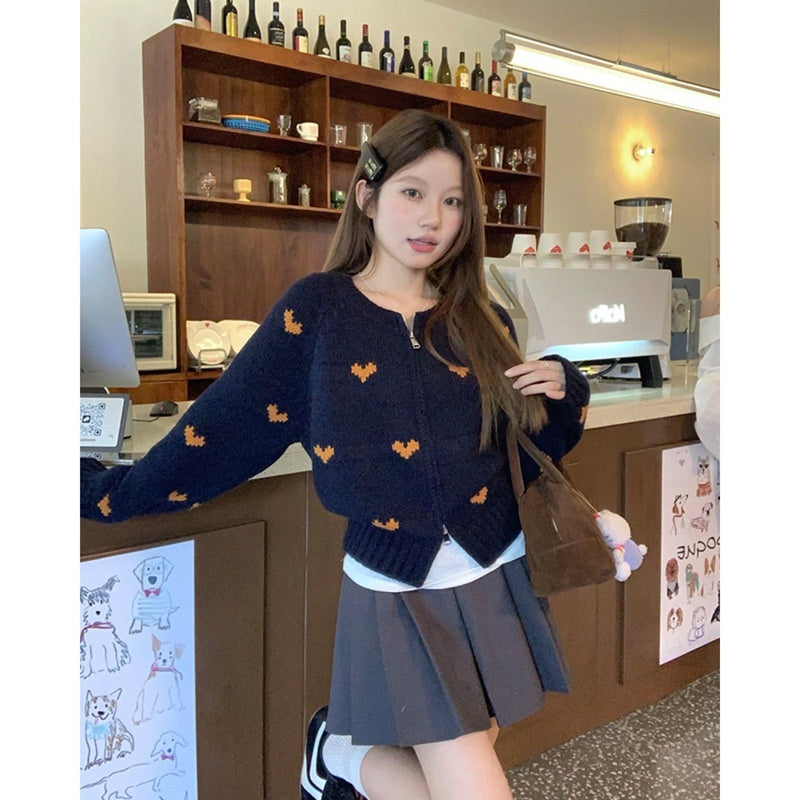 Sweet And Simple Love Long Sleeve Sweater Casual All-matching Short