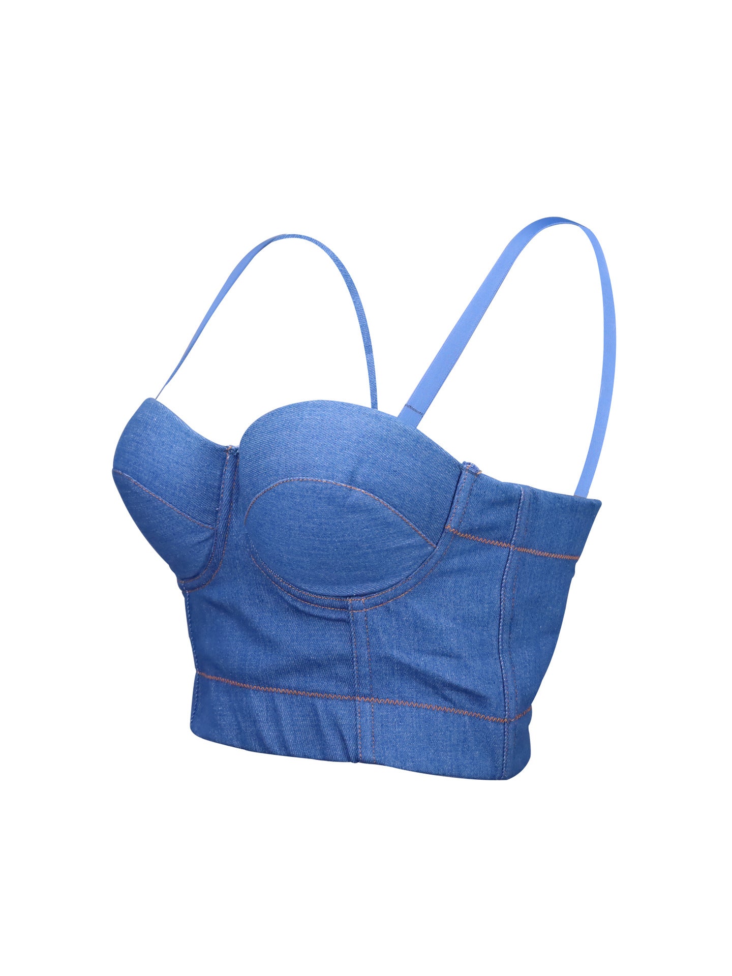 Denim Vintage Fitted Slimming Strapless Bralette Outerwear