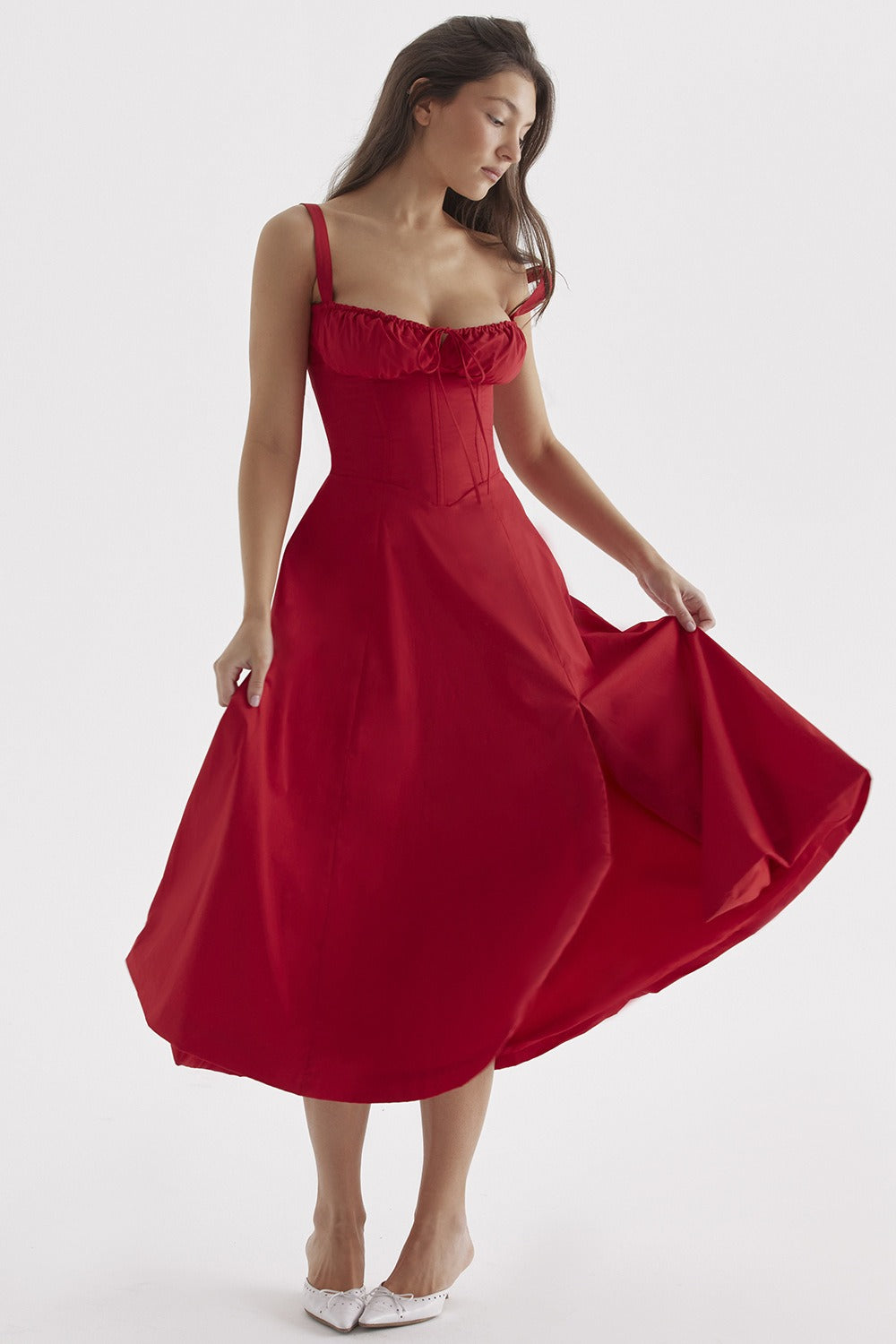 Summer new floral print elegant large hem dress for women
