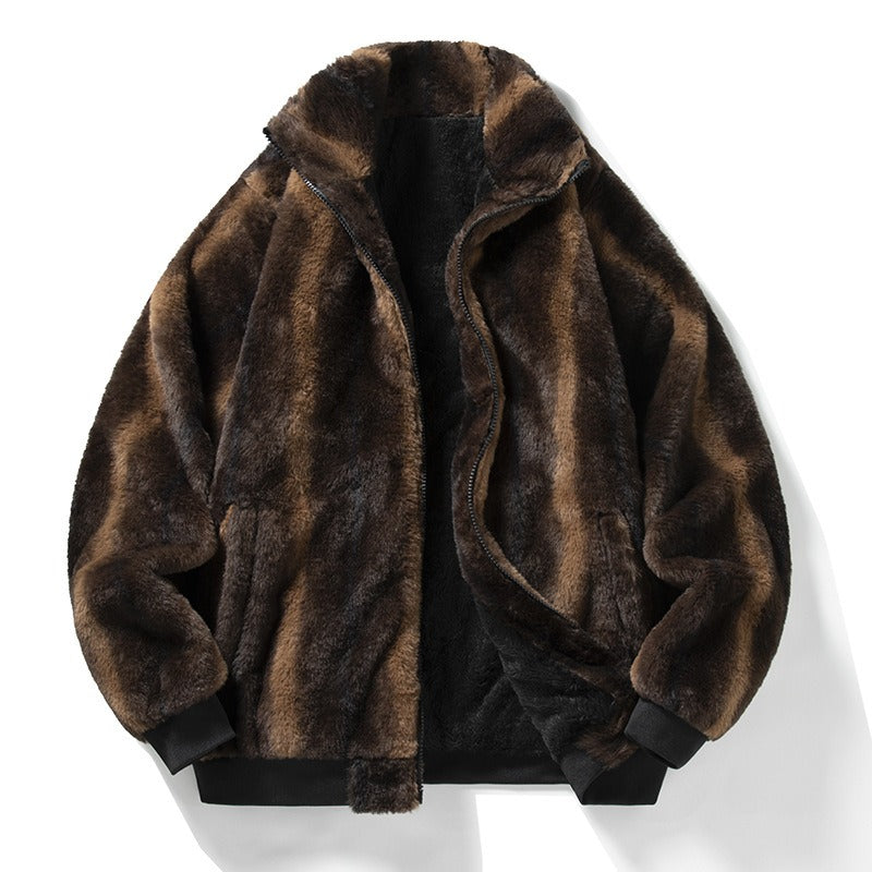 Stand collar fleece casual jacket cardigan jacket