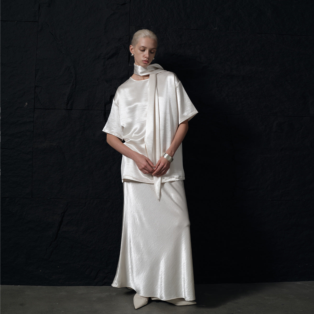 Minimalist Satin Triangle Scarf for Women