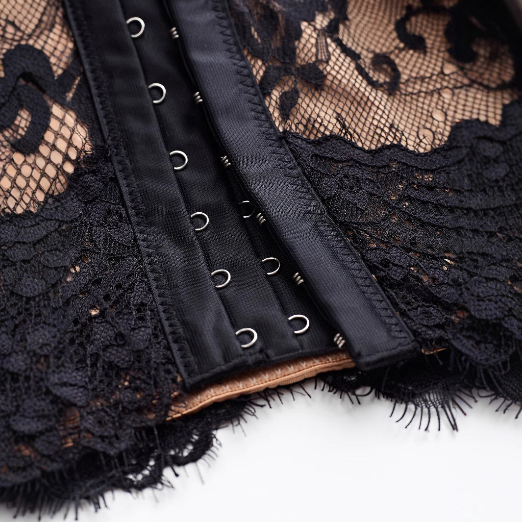 Lace Strapless Backless Bra and Underwear Set Lace Splicing Hollow