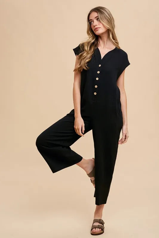 Annie Button Wide Jumpsuit