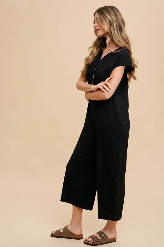 Annie Wear Button Detail Wide-Leg