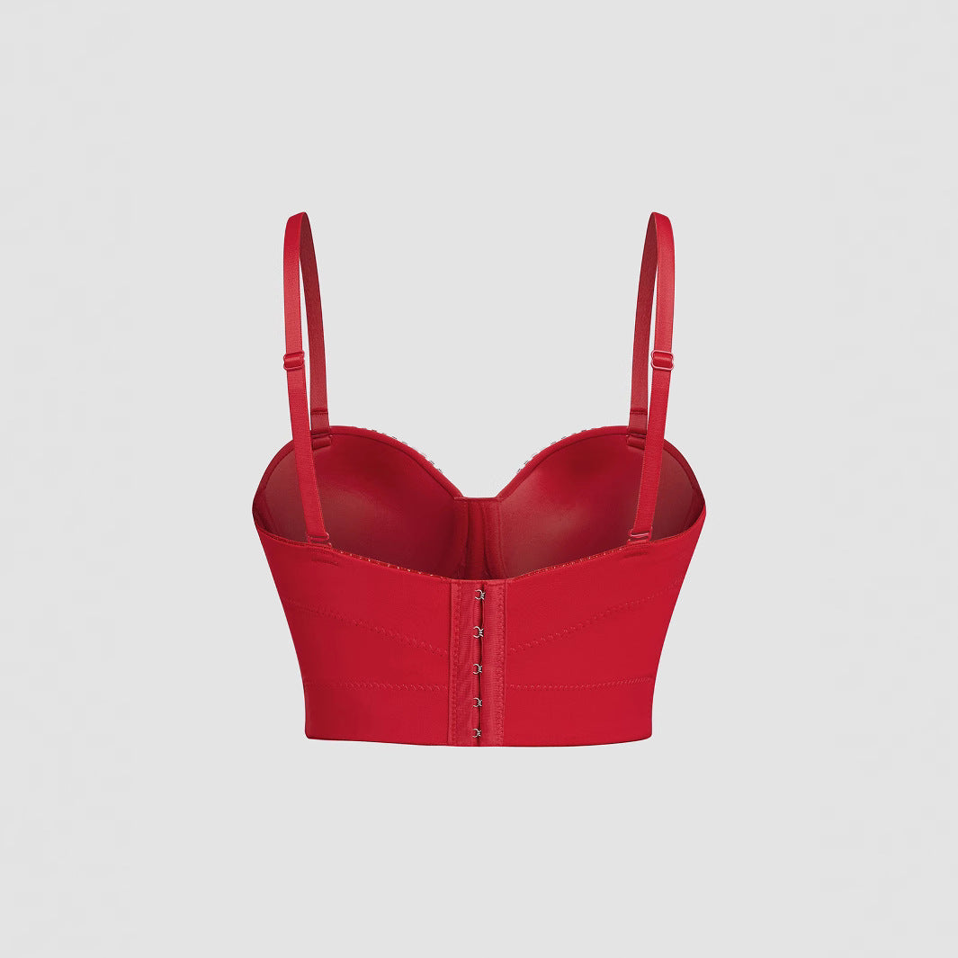 Sexy Strapless Bra with Rhinestone Pure Desire Strapless Women's Summer New Dress Wrap