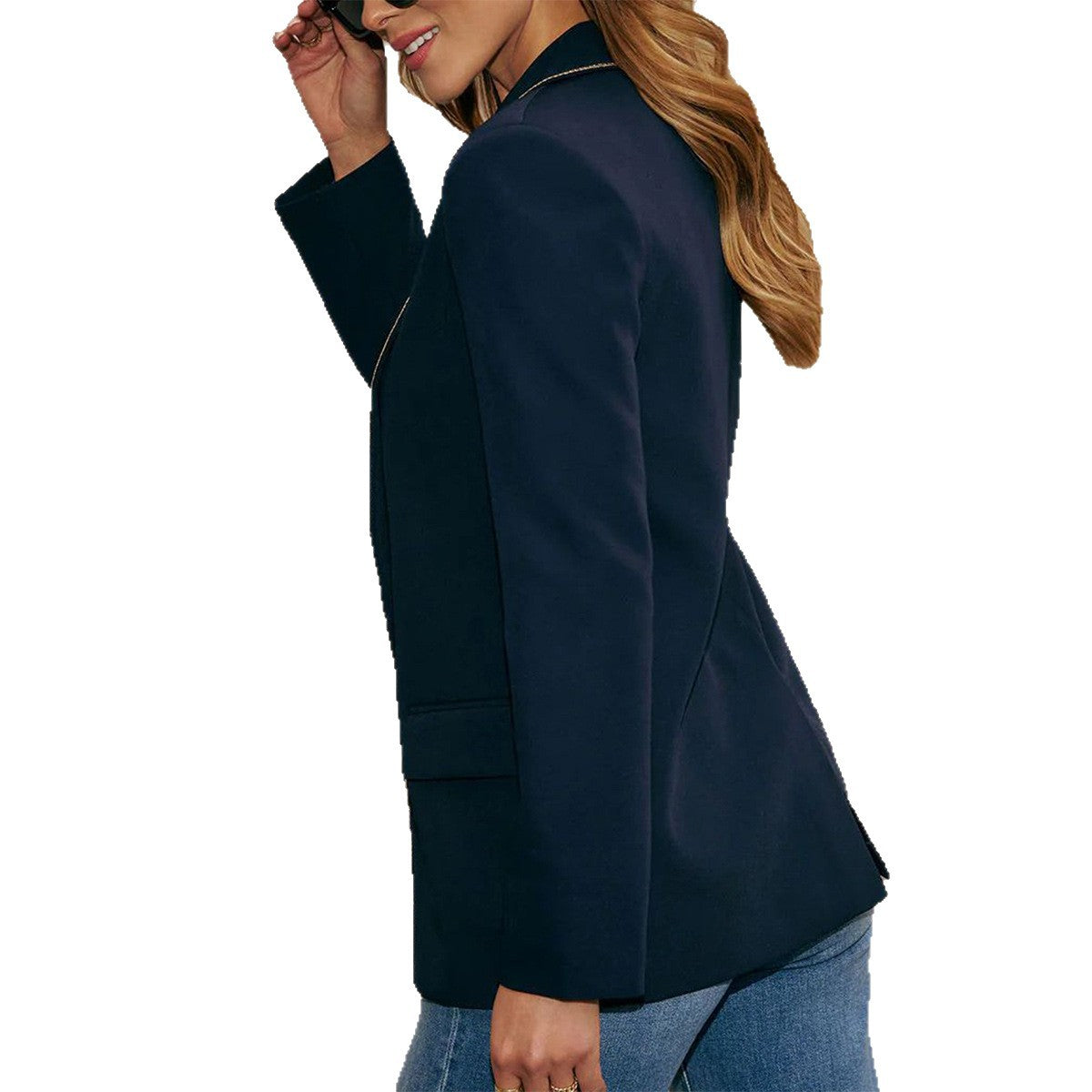 Elegant Solid Color Long Sleeve Blazer for Women