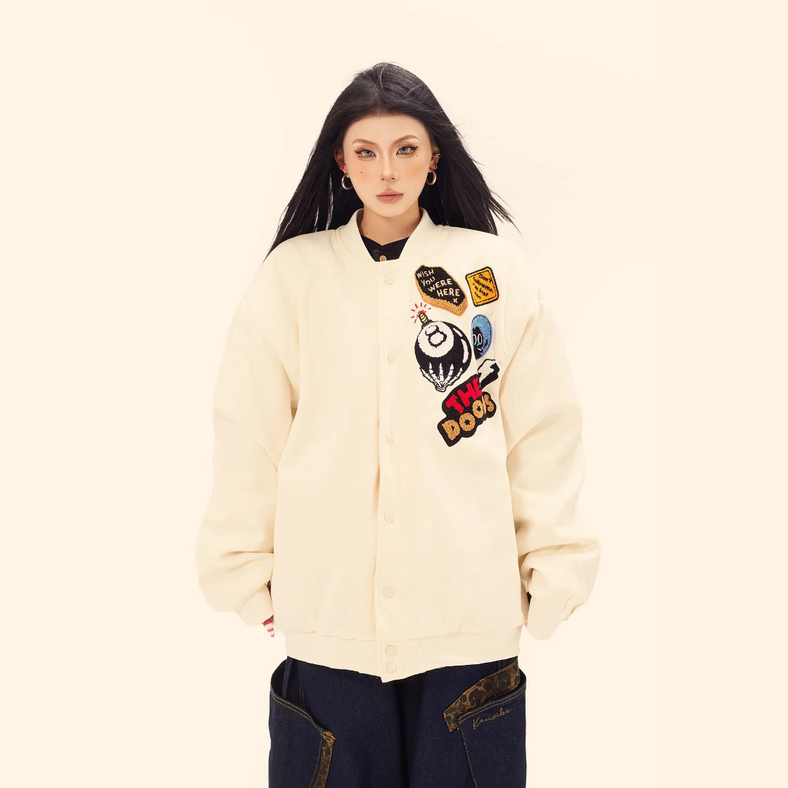 Letter embroidery thick jacket jacket