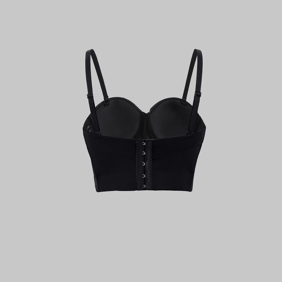 Lace-Up Strapless Bralette with Tassel and Rhinestone Embellishments - Sexy Fitted Boned Bustier