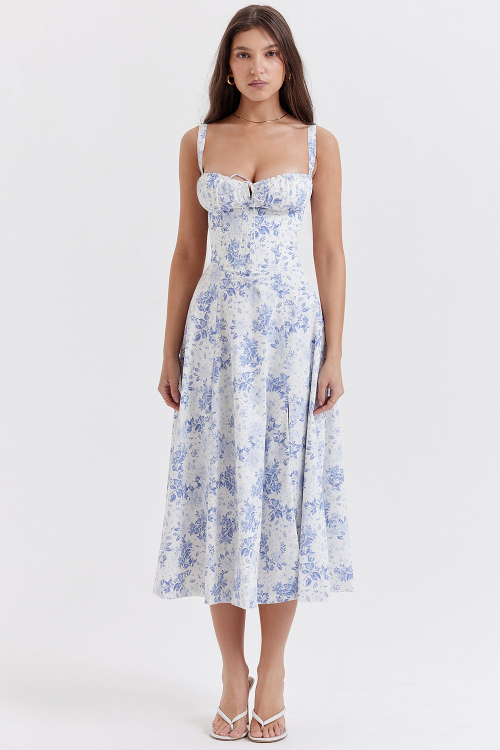 Summer new floral print elegant large hem dress for women