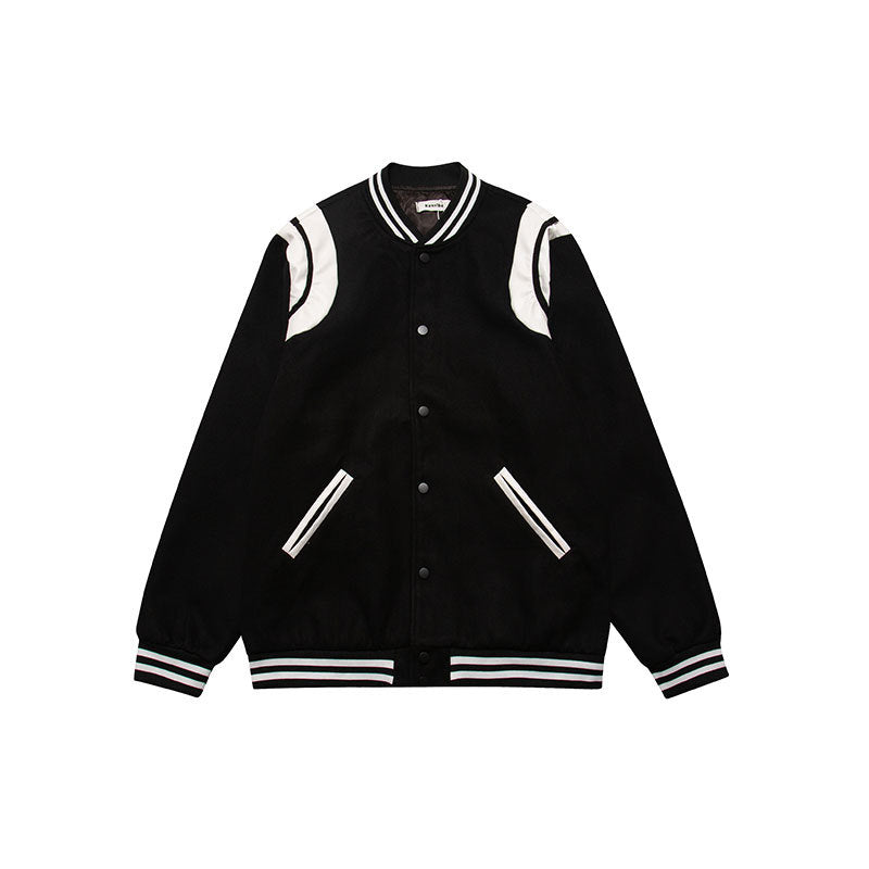 Embroidered PU leather jacket with letters