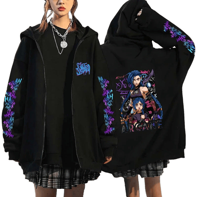 New Arrival Foreign Trade Spring League of Legends Pattern Printed Hooded Sweatshirt Unisex Long Sleeve Casual Jacket Zipper Top