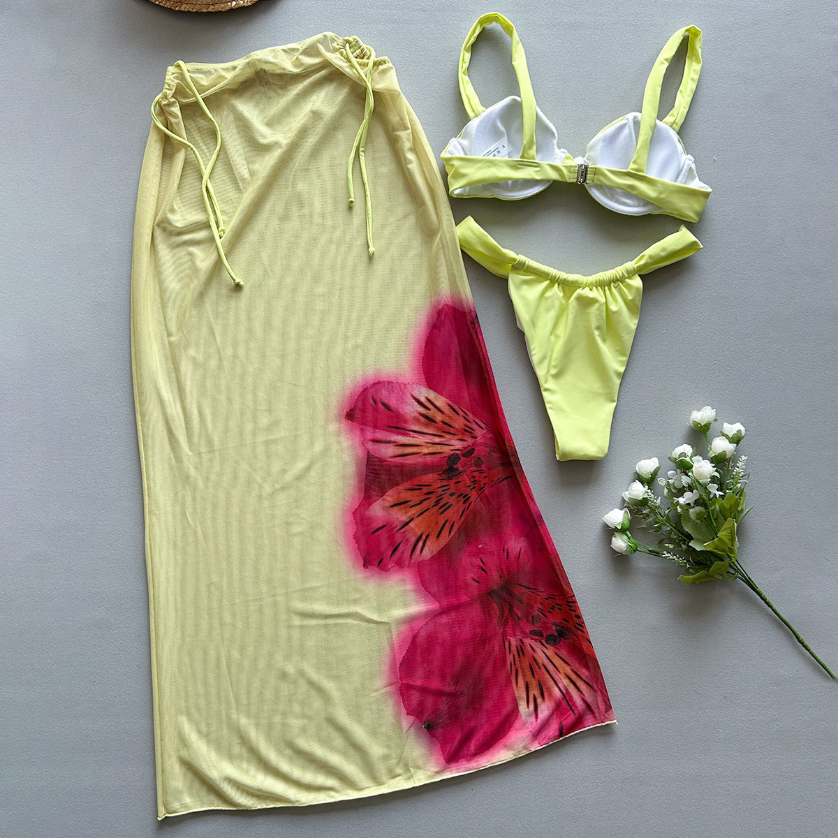 Three-Piece Bikini Set Sexy Style Printed Separate Women's Swimsuit