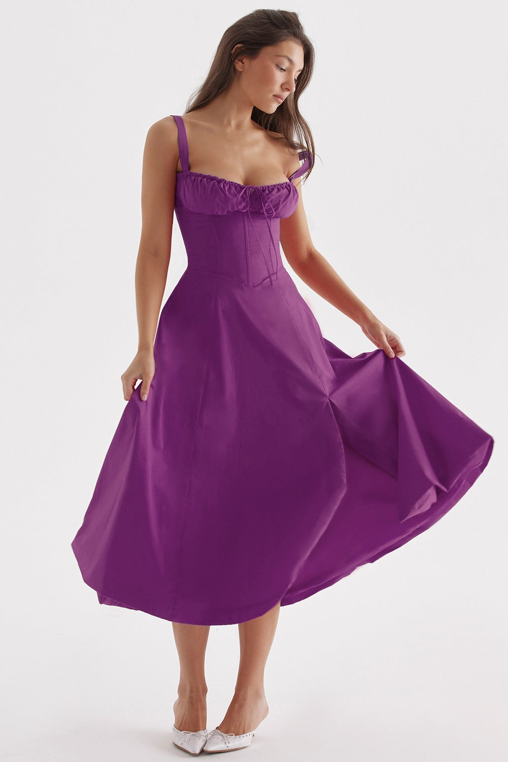 Summer new floral print elegant large hem dress for women
