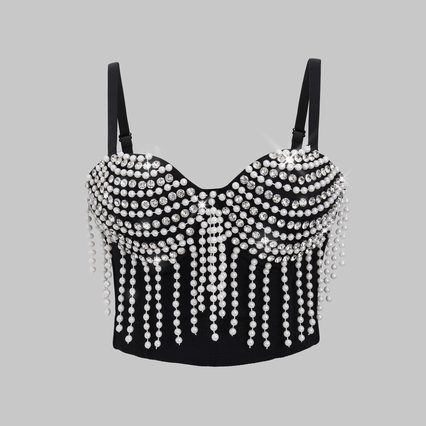 Sexy Bustier Creative Pearl Chain Tassel Design
