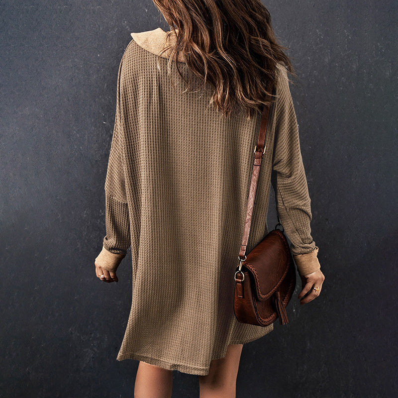 Women's Long-sleeved Lapel Versatile Mid-length T-shirt