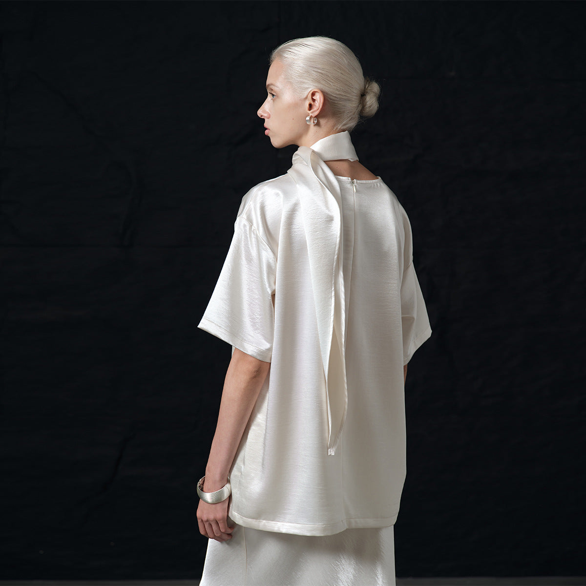 Minimalist Satin Triangle Scarf for Women