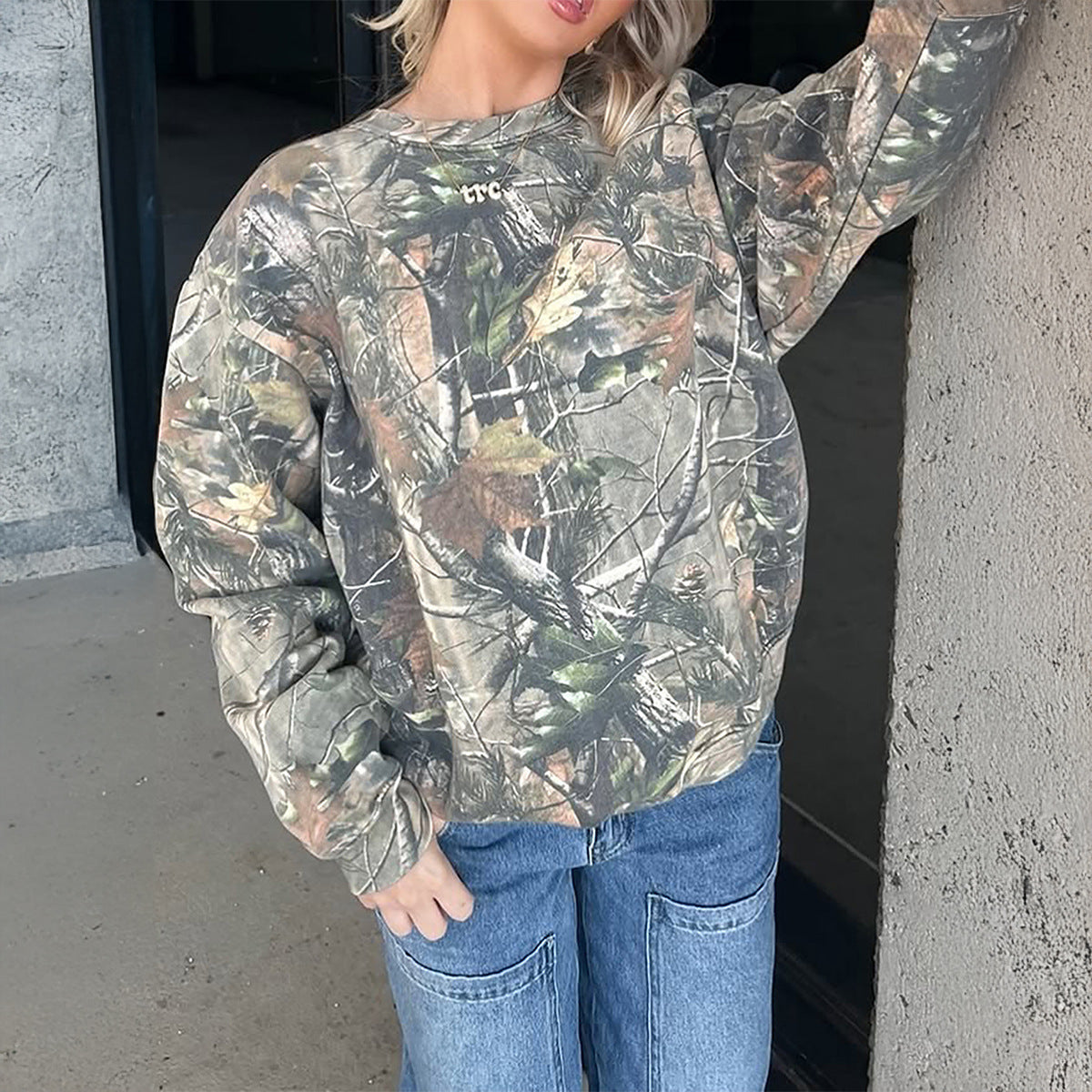 Casual Print Long Sleeve Sweater Women's Hoodie
