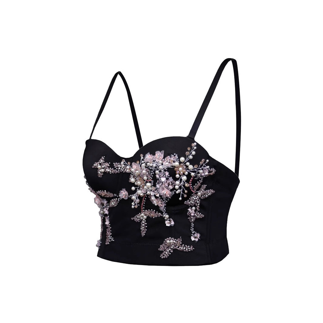 Embroidered Boned Bralette Sexy Performance Tube Top Camisole Innerwear