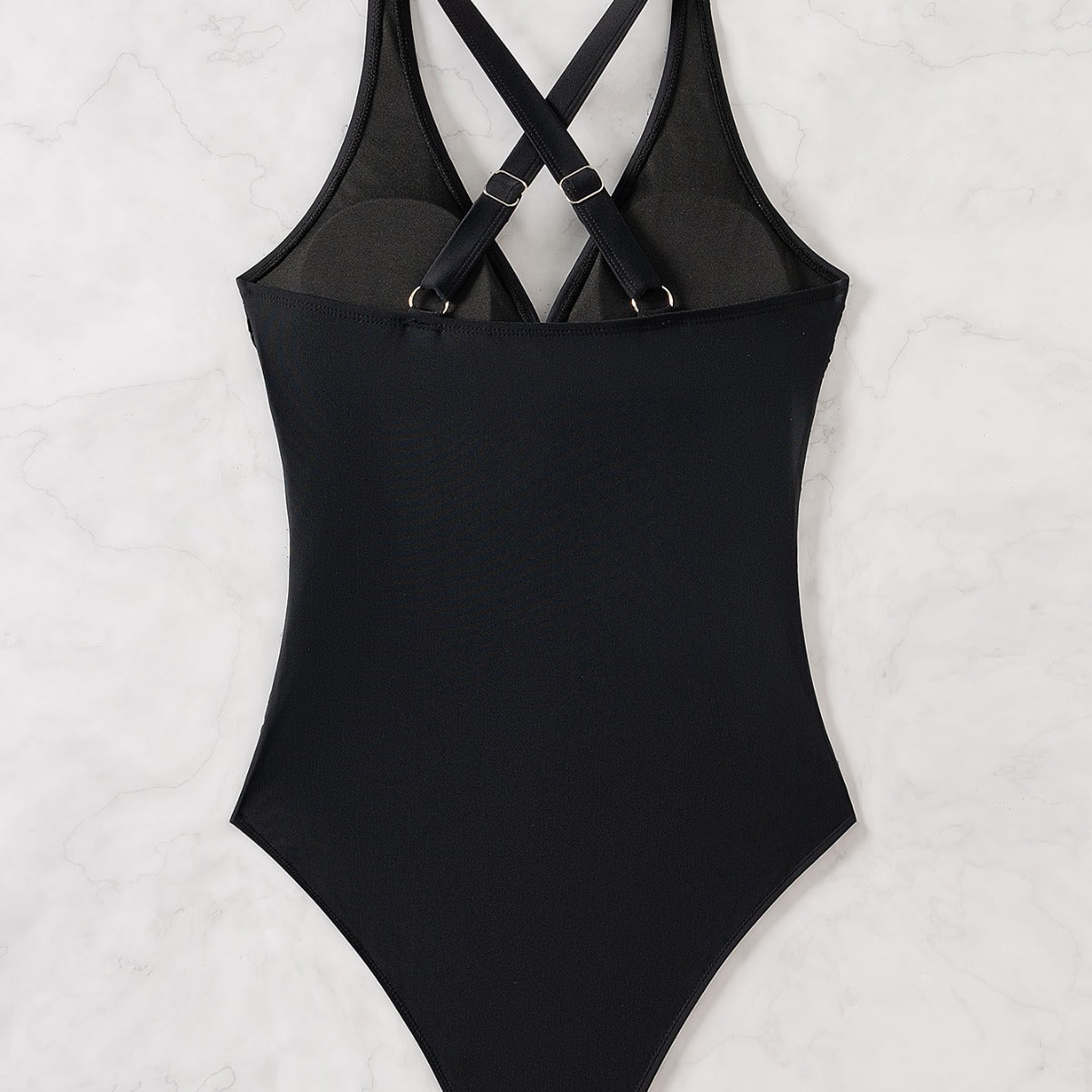 Solid Color Crossed Slimming Sexy High-Waist One-Piece Bikini Swimsuit for Women