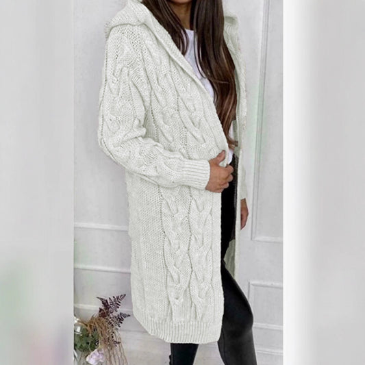 Hooded Knit Cardigan Coat Overcoat Women