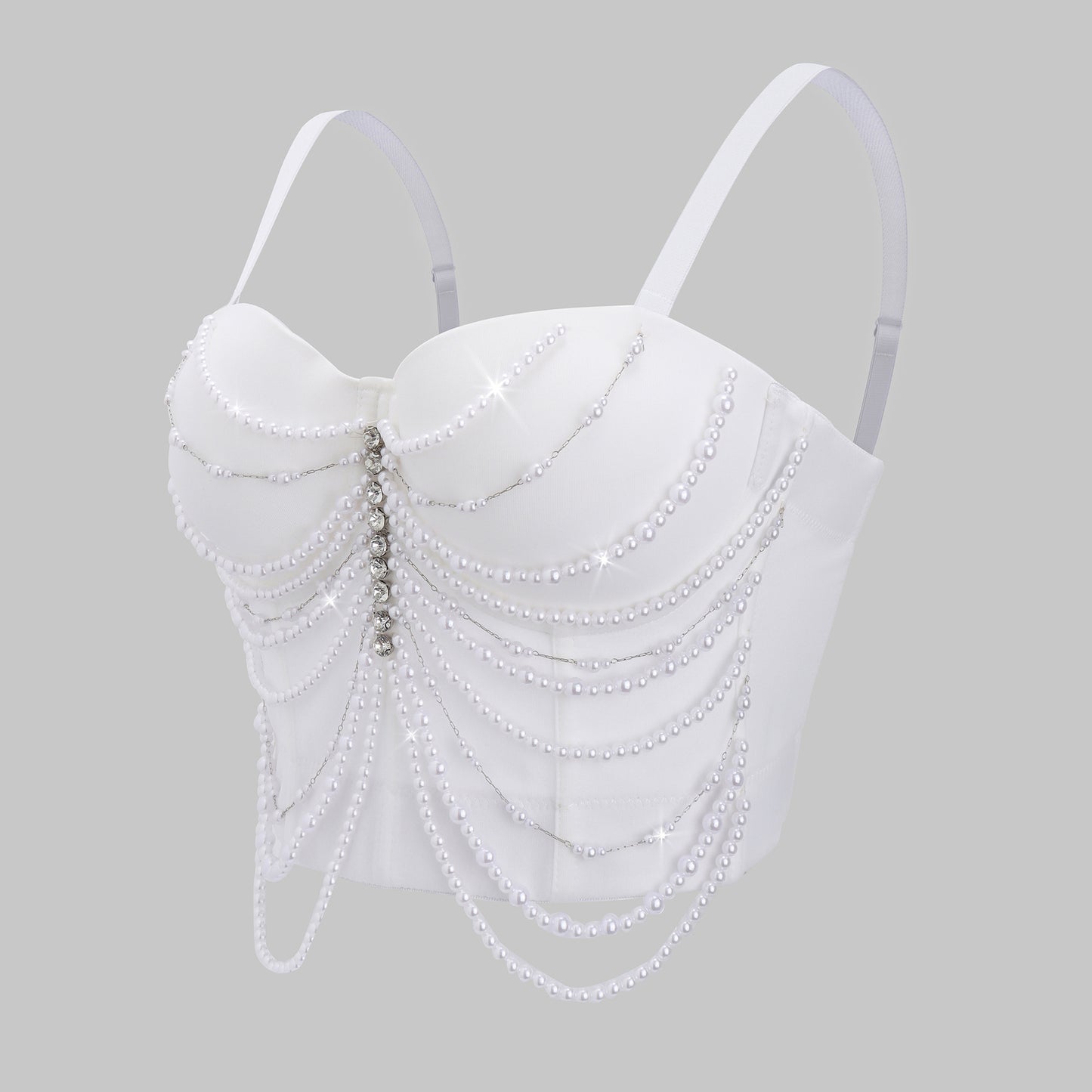 Small Strapless Wearable Rhinestone Chain Tassel Super Shiny Noble Women