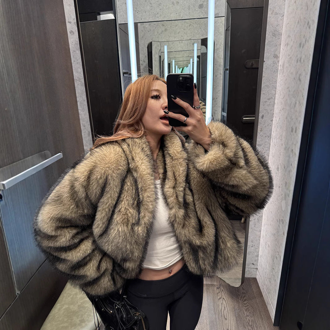 Winter Imitation Fox Fur Short Thickened Furry Women's Top