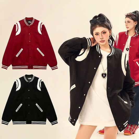 Embroidered PU leather jacket with letters