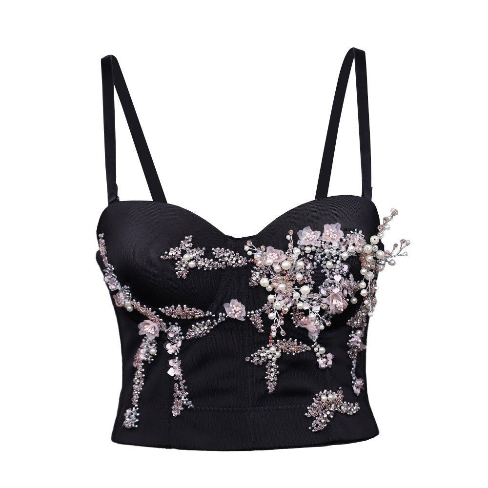 Embroidered Boned Bralette Sexy Performance Tube Top Camisole Innerwear