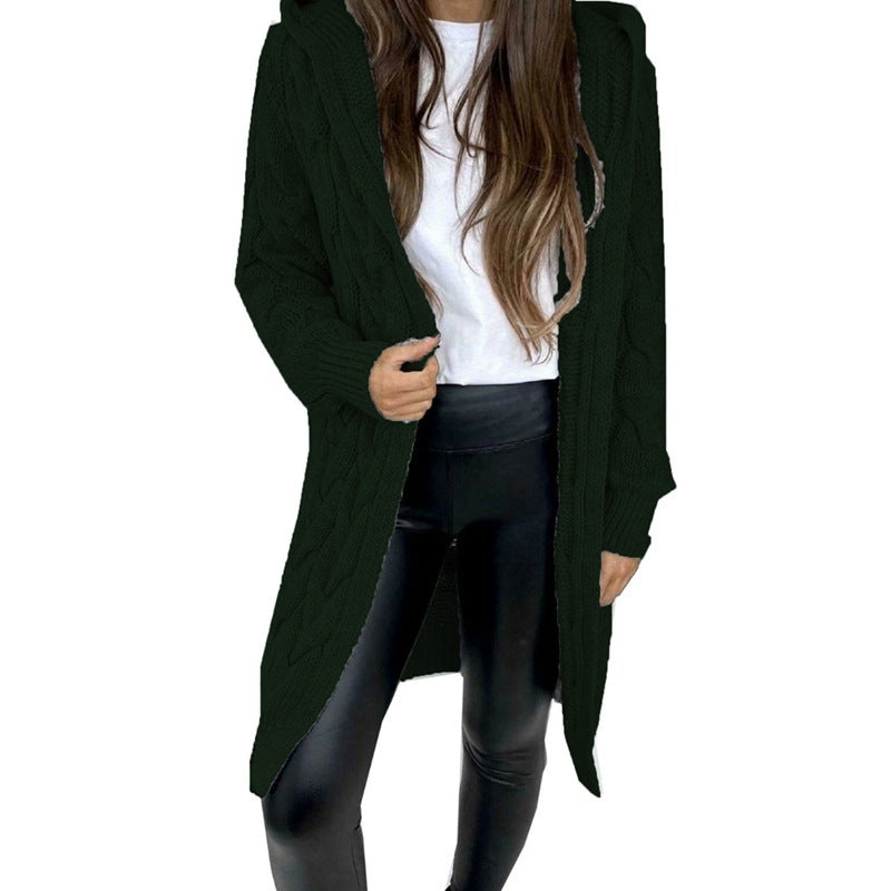 Hooded Knit Cardigan Coat Overcoat Women