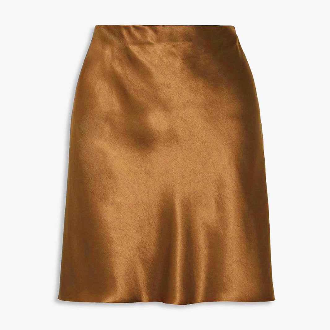 Elastic high waisted solid color short skirt for women