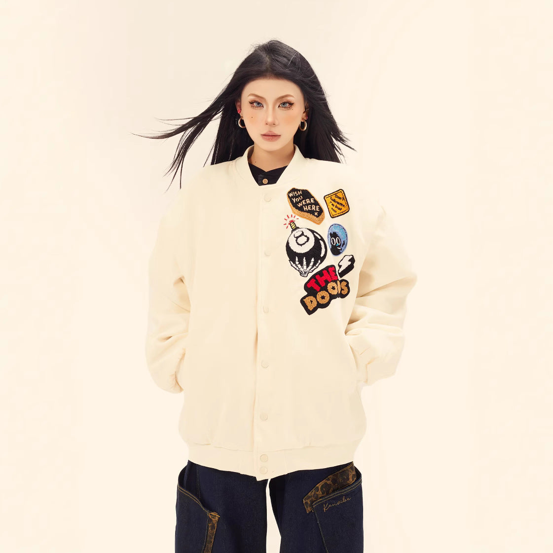 Letter embroidery thick jacket jacket