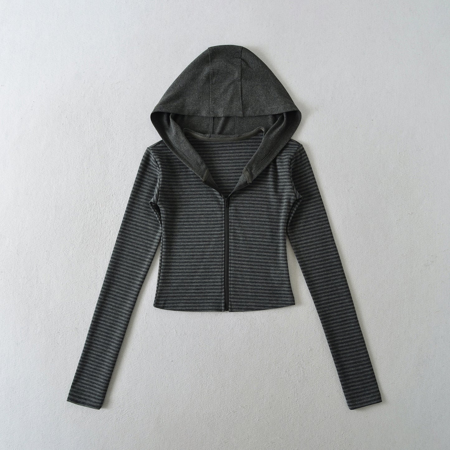 Striped hooded sweatshirt long sleeved top