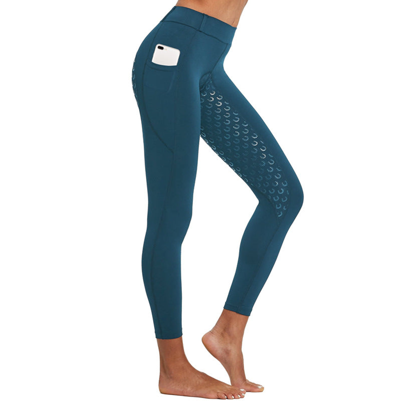 Women's Anti-Slip Elastic High-Waist Drop Glue Riding Pants