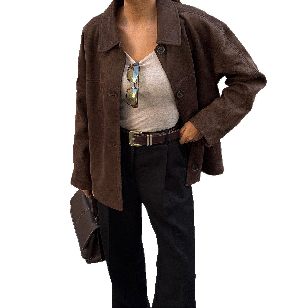 Temperament Button Long Sleeve Vest Jacket Women's Outerwear
