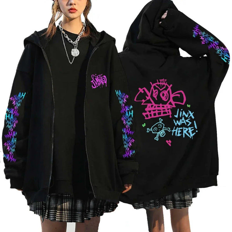 New Arrival Foreign Trade Spring League of Legends Pattern Printed Hooded Sweatshirt Unisex Long Sleeve Casual Jacket Zipper Top