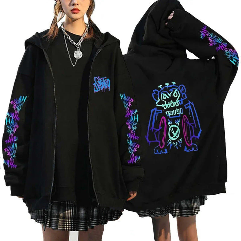 New Arrival Foreign Trade Spring League of Legends Pattern Printed Hooded Sweatshirt Unisex Long Sleeve Casual Jacket Zipper Top