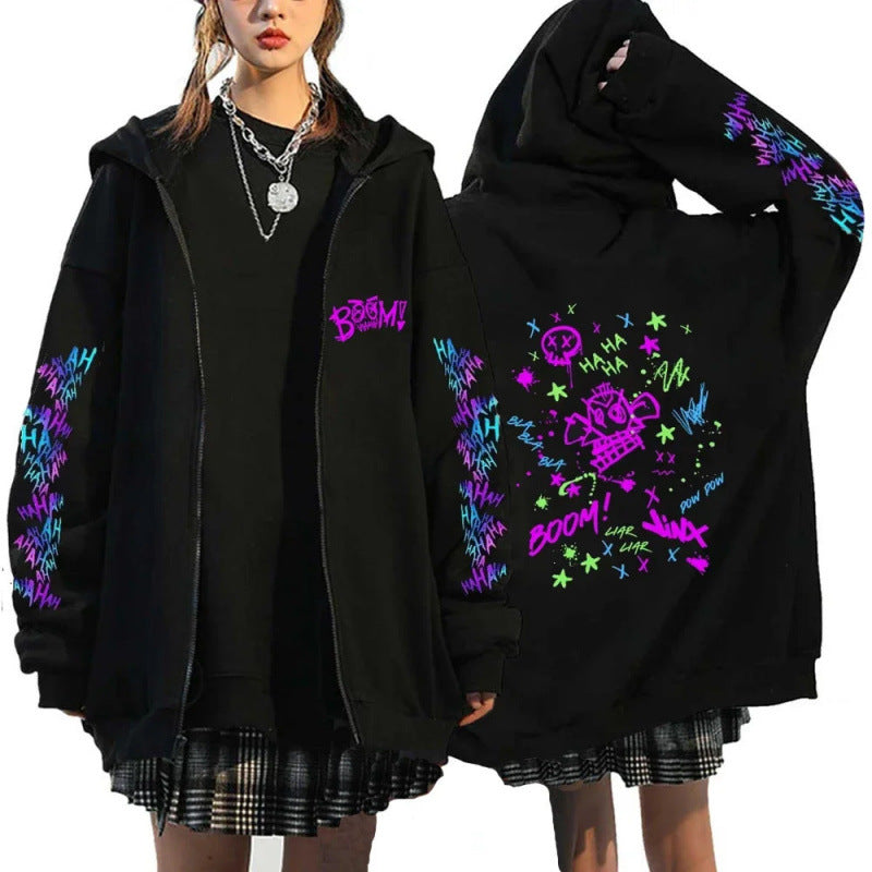 New Arrival Foreign Trade Spring League of Legends Pattern Printed Hooded Sweatshirt Unisex Long Sleeve Casual Jacket Zipper Top