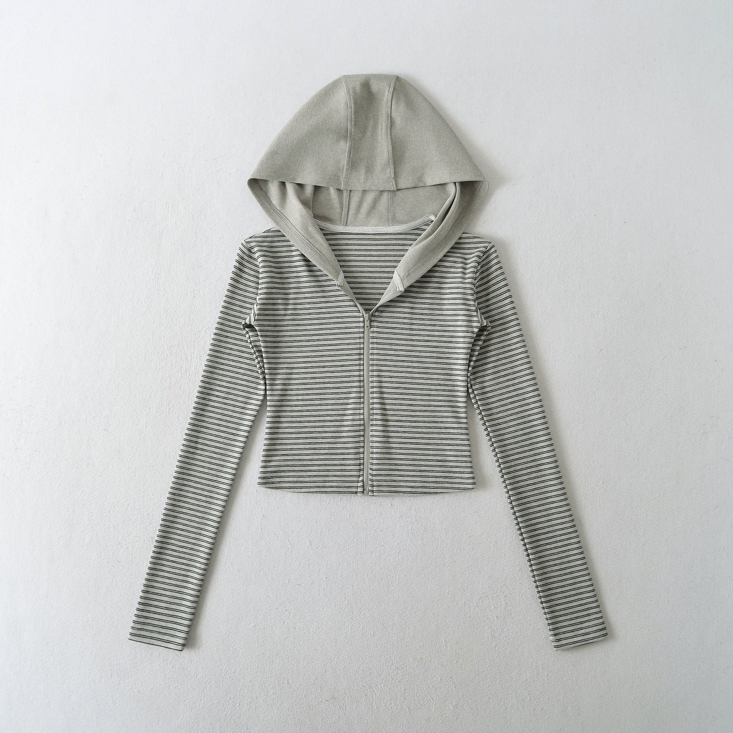 Striped hooded sweatshirt long sleeved top