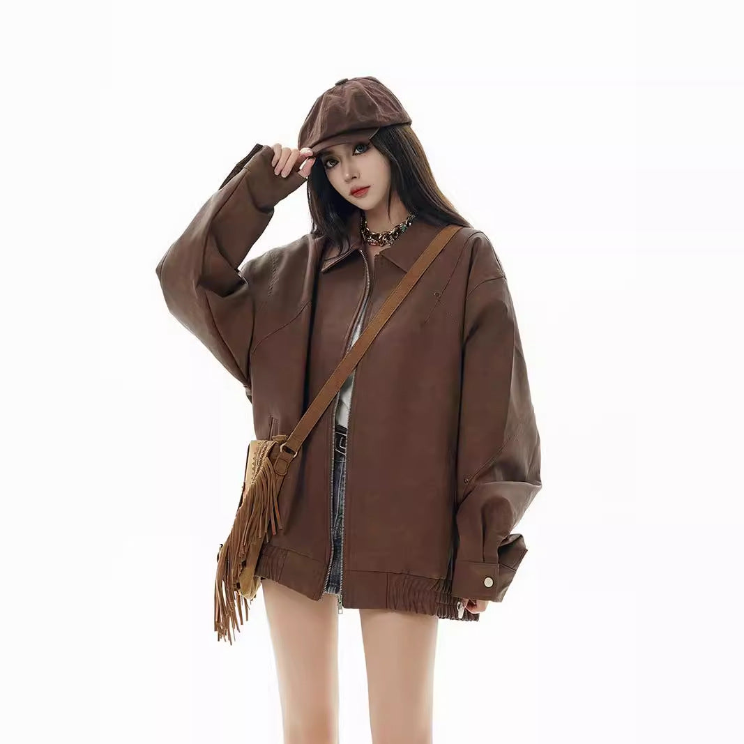 Make an old brown leather jacket